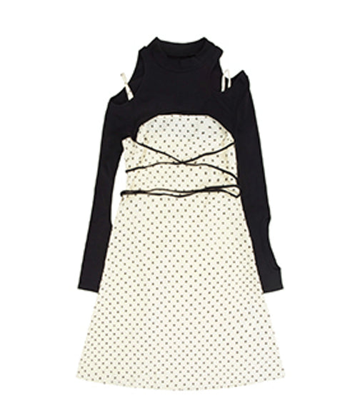 Cutout Layered Top & Dot Dress Co-ord